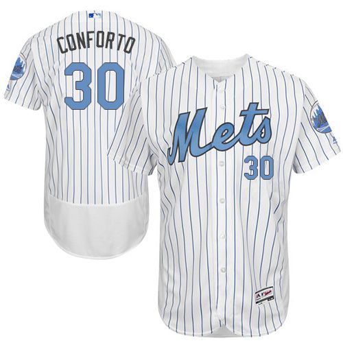 Mets #30 Michael Conforto White(Blue Strip) Flexbase Authentic Collection Father's Day Stitched MLB Jersey Mets #30 Michael Conforto White(Blue Strip) Flexbase Authentic Collection Father's Day Stitched MLB Jersey