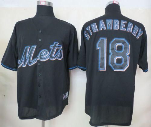 Mets #18 Darryl Strawberry Black Fashion Stitched MLB Jersey Mets #18 Darryl Strawberry Black Fashion Stitched MLB Jersey