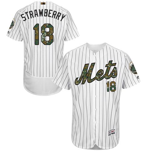 Mets #18 Darryl Strawberry White(Blue Strip) Flexbase Authentic Collection Memorial Day Stitched MLB Jersey Mets #18 Darryl Strawberry White(Blue Strip) Flexbase Authentic Collection Memorial Day Stitched MLB Jersey
