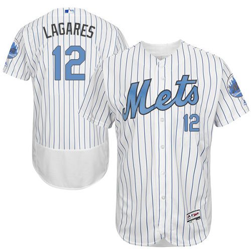 Mets #12 Juan Lagares White(Blue Strip) Flexbase Authentic Collection Father's Day Stitched MLB Jersey Mets #12 Juan Lagares White(Blue Strip) Flexbase Authentic Collection Father's Day Stitched MLB Jersey