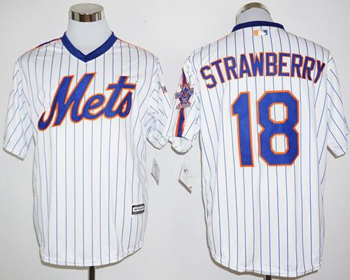 Mets #18 Darryl Strawberry White(Blue Strip) Cool Base Cooperstown 25TH Stitched MLB Jersey Mets #18 Darryl Strawberry White(Blue Strip) Cool Base Cooperstown 25TH Stitched MLB Jersey
