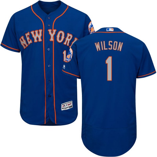 Mets #1 Mookie Wilson Blue(Grey NO.) Flexbase Authentic Collection Stitched MLB Jersey Mets #1 Mookie Wilson Blue(Grey NO.) Flexbase Authentic Collection Stitched MLB Jersey