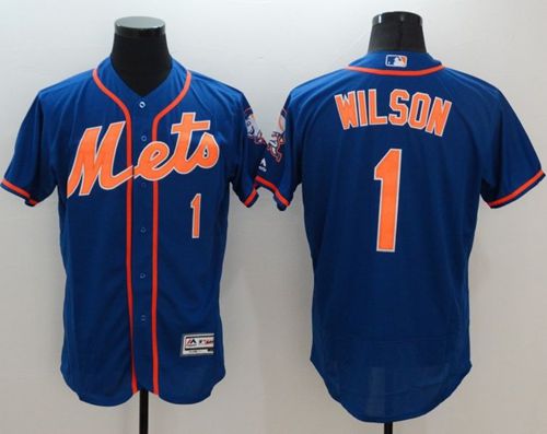 Mets #1 Mookie Wilson Blue Flexbase Authentic Collection Stitched MLB Jersey Mets #1 Mookie Wilson Blue Flexbase Authentic Collection Stitched MLB Jersey