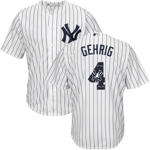 Yankees #4 Lou Gehrig White Strip Team Logo Fashion Stitched MLB Jersey Yankees #4 Lou Gehrig White Strip Team Logo Fashion Stitched MLB Jersey