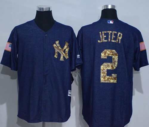 Yankees #2 Derek Jeter Denim Blue Salute to Service Stitched MLB Jersey Yankees #2 Derek Jeter Denim Blue Salute to Service Stitched MLB Jersey