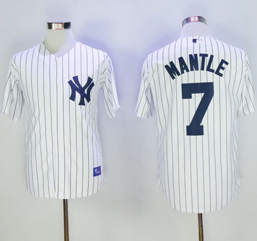 Yankees #7 Mickey Mantle White Name On Back 75TH Stitched MLB Jersey Yankees #7 Mickey Mantle White Name On Back 75TH Stitched MLB Jersey