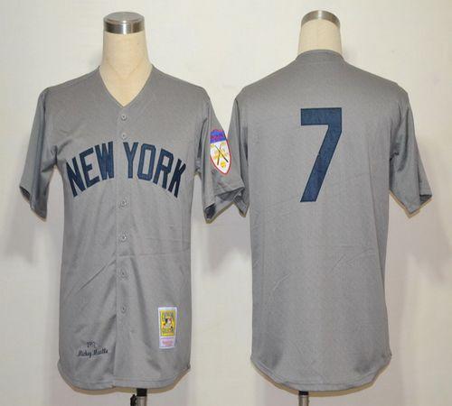 Mitchell And Ness 1951 Yankees #7 Mickey Mantle Grey Throwback Stitched MLB Jersey Mitchell And Ness 1951 Yankees #7 Mickey Mantle Grey Throwback Stitched MLB Jersey