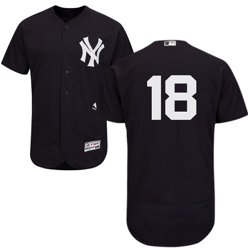 Yankees #18 Don Larsen Navy Blue Flexbase Authentic Collection Stitched MLB Jersey Yankees #18 Don Larsen Navy Blue Flexbase Authentic Collection Stitched MLB Jersey