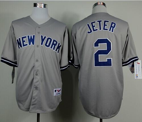 Yankees #2 Derek Jeter Grey Name On Back Stitched MLB Jersey Yankees #2 Derek Jeter Grey Name On Back Stitched MLB Jersey