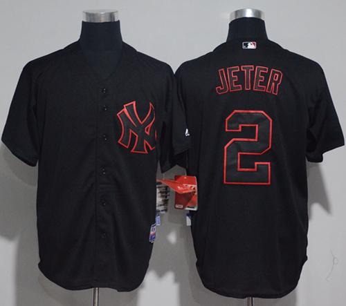 Yankees #2 Derek Jeter Black Strip Stitched MLB Jersey Yankees #2 Derek Jeter Black Strip Stitched MLB Jersey