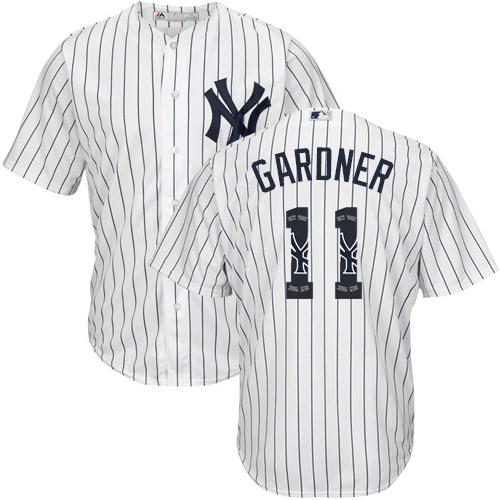 Yankees #11 Brett Gardner White Strip Team Logo Fashion Stitched MLB Jersey Yankees #11 Brett Gardner White Strip Team Logo Fashion Stitched MLB Jersey