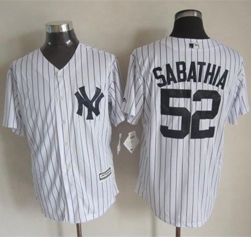 Yankees #52 C.C. Sabathia White Strip New Cool Base Stitched MLB Jersey Yankees #52 C.C. Sabathia White Strip New Cool Base Stitched MLB Jersey