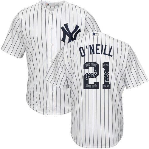 Yankees #21 Paul O'Neill White Strip Team Logo Fashion Stitched MLB Jersey Yankees #21 Paul O'Neill White Strip Team Logo Fashion Stitched MLB Jersey