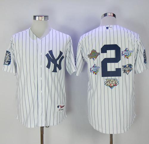 Yankees #2 Derek Jeter White Strip Five Times World Series Champion Stitched MLB Jersey Yankees #2 Derek Jeter White Strip Five Times World Series Champion Stitched MLB Jersey