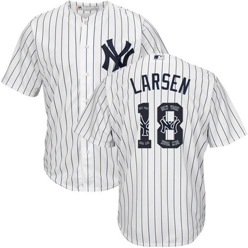 Yankees #18 Don Larsen White Strip Team Logo Fashion Stitched MLB Jersey Yankees #18 Don Larsen White Strip Team Logo Fashion Stitched MLB Jersey