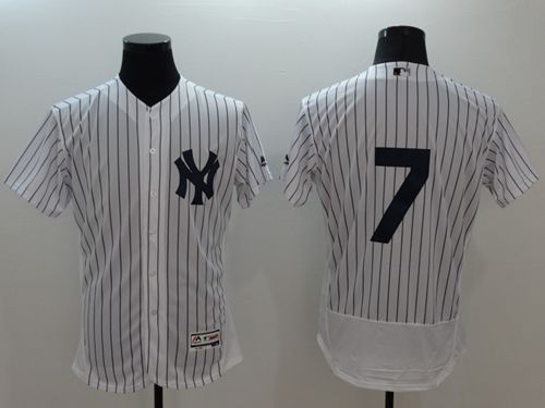 Yankees #7 Mickey Mantle White Strip Flexbase Authentic Collection Stitched MLB Jersey Yankees #7 Mickey Mantle White Strip Flexbase Authentic Collection Stitched MLB Jersey