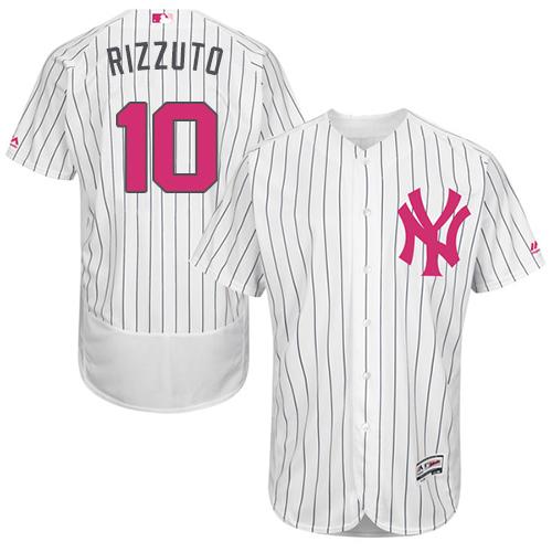 Yankees #10 Phil Rizzuto White Strip Flexbase Authentic Collection Mother's Day Stitched MLB Jersey Yankees #10 Phil Rizzuto White Strip Flexbase Authentic Collection Mother's Day Stitched MLB Jersey