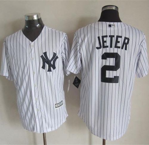 Yankees #2 Derek Jeter White Strip New Cool Base Stitched MLB Jersey Yankees #2 Derek Jeter White Strip New Cool Base Stitched MLB Jersey