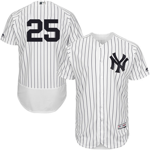 Yankees #25 Gleyber Torres White Strip Flexbase Authentic Collection Stitched MLB Jersey Yankees #25 Gleyber Torres White Strip Flexbase Authentic Collection Stitched MLB Jersey
