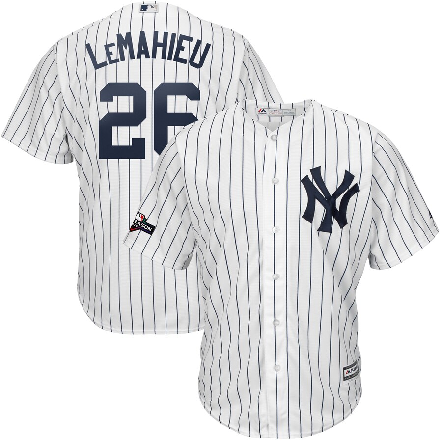 New York Yankees #26 DJ LeMahieu Majestic 2019 Postseason Official Cool Base Player Jersey White Navy New York Yankees #26 DJ LeMahieu Majestic 2019 Postseason Official Cool Base Player Jersey White Navy