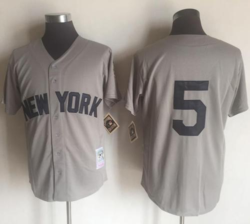 Mitchell And Ness Yankees #5 Joe DiMaggio Grey Throwback Stitched MLB Jersey Mitchell And Ness Yankees #5 Joe DiMaggio Grey Throwback Stitched MLB Jersey