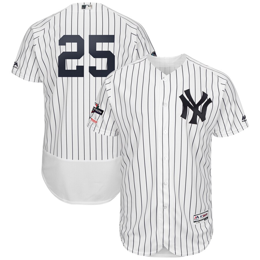 New York Yankees #25 Gleyber Torres Majestic 2019 Postseason Authentic Flex Base Player Jersey White Navy New York Yankees #25 Gleyber Torres Majestic 2019 Postseason Authentic Flex Base Player Jersey White Navy