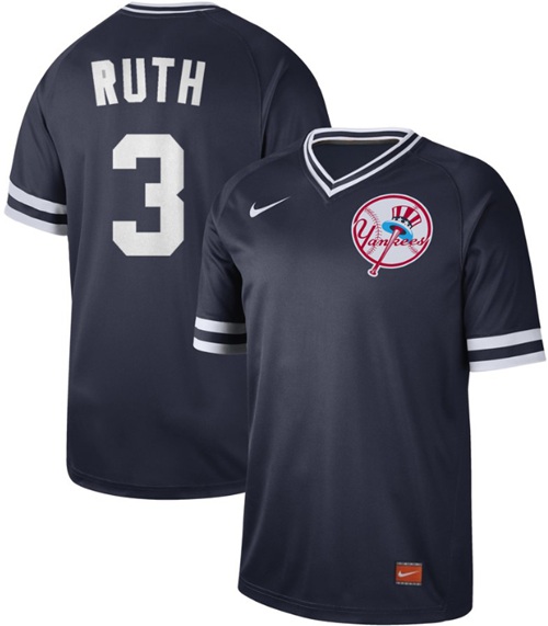 Nike Yankees #3 Babe Ruth Navy Authentic Cooperstown Collection Stitched MLB Jersey