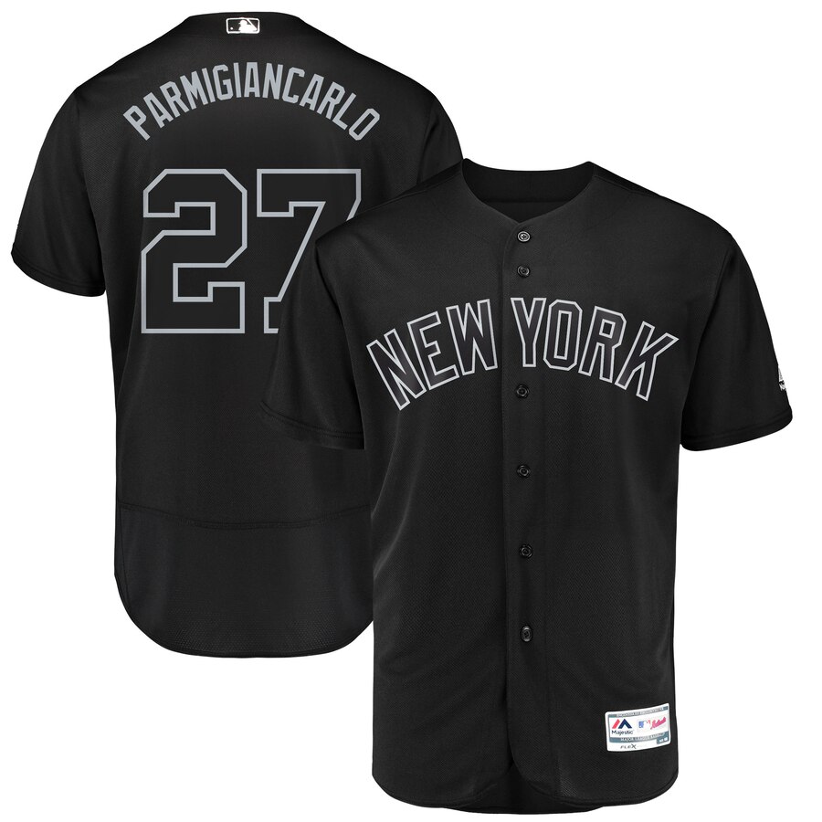 New York Yankees #27 Giancarlo Stanton Parmigiancarlo Majestic 2019 Players' Weekend Flex Base Authentic Player Jersey Black New York Yankees #27 Giancarlo Stanton Parmigiancarlo Majestic 2019 Players' Weekend Flex Base Authentic Player Jersey Black