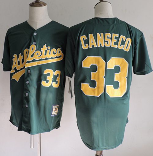 Mitchell And Ness Athletics #33 Jose Canseco Green(Gold No.) Throwback Stitched MLB Jersey Mitchell And Ness Athletics #33 Jose Canseco Green(Gold No.) Throwback Stitched MLB Jersey