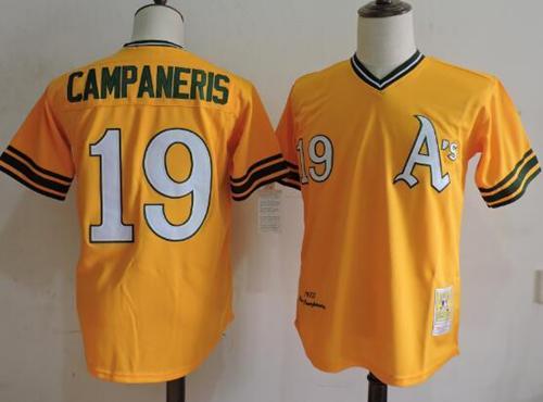 Mitchell And Ness Athletics #19 Bert Campaneris Yellow Throwback Stitched MLB Jersey Mitchell And Ness Athletics #19 Bert Campaneris Yellow Throwback Stitched MLB Jersey