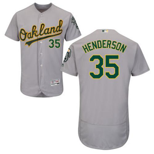 Athletics #35 Rickey Henderson Grey Flexbase Authentic Collection Stitched MLB Jersey Athletics #35 Rickey Henderson Grey Flexbase Authentic Collection Stitched MLB Jersey