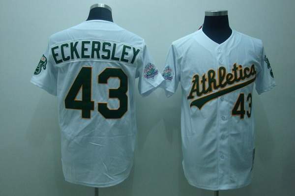 Mitchell and Ness Athletics #43 Dennis Eckersley Stitched White Throwback MLB Jersey Mitchell and Ness Athletics #43 Dennis Eckersley Stitched White Throwback MLB Jersey