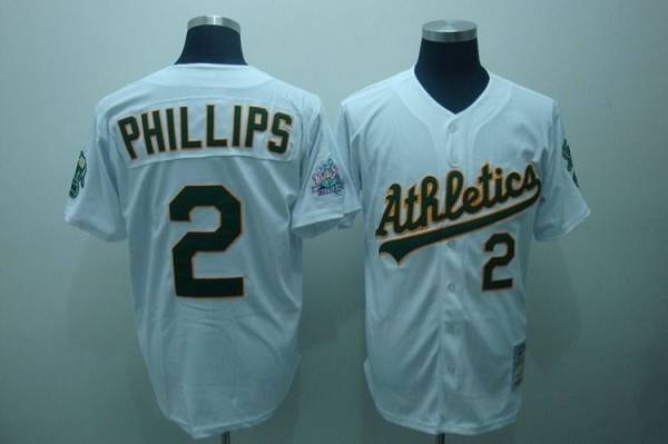 Mitchell and Ness Athletics #2 Tony Phillips Stitched White Throwback MLB Jersey Mitchell and Ness Athletics #2 Tony Phillips Stitched White Throwback MLB Jersey