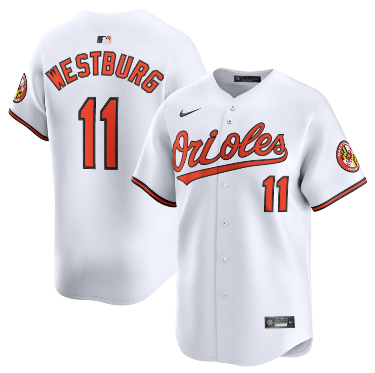 Men's Baltimore Orioles #11 Jordan Westburg White 2025 Home Limited Cool Base Stitched Baseball Jersey Men's Baltimore Orioles #11 Jordan Westburg White 2025 Home Limited Cool Base Stitched Baseball Jersey