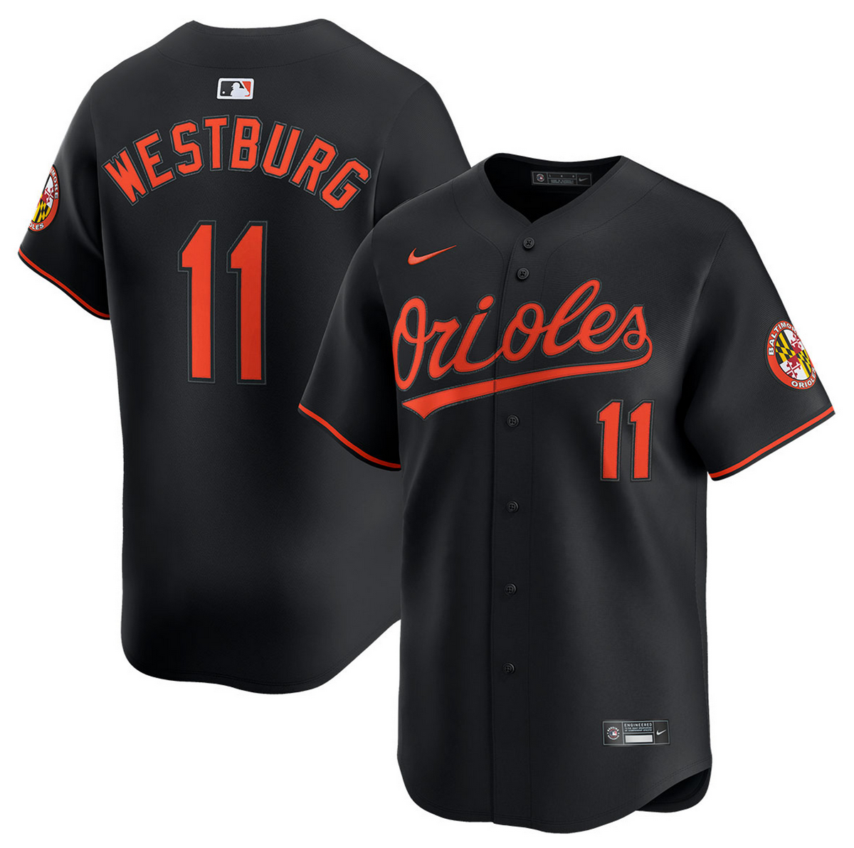 Men's Baltimore Orioles #11 Jordan Westburg Black 2025 Alternate Limited Cool Base Stitched Baseball Jersey Men's Baltimore Orioles #11 Jordan Westburg Black 2025 Alternate Limited Cool Base Stitched Baseball Jersey