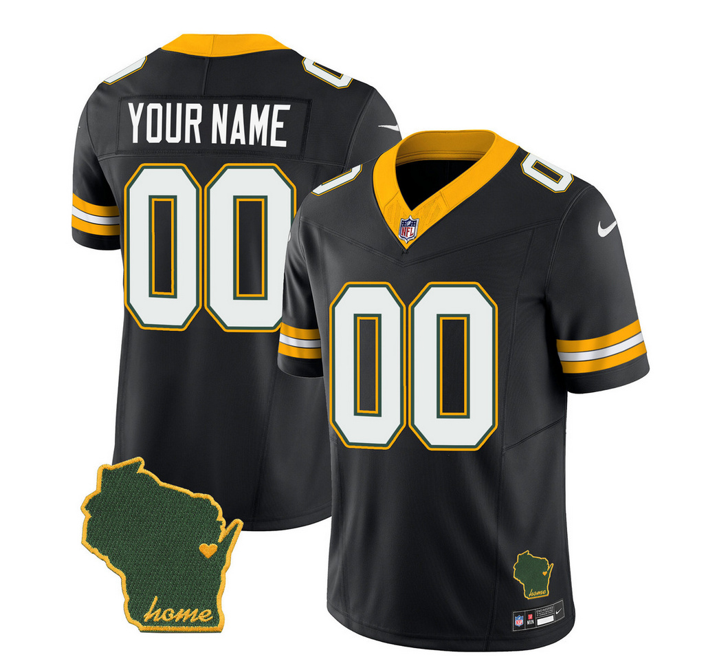 Men's Green Bay Packers Customized Black 2023 F.U.S.E. Home Patch Vapor Untouchable Limited Stitched Jersey Men's Green Bay Packers Customized Black 2023 F.U.S.E. Home Patch Vapor Untouchable Limited Stitched Jersey