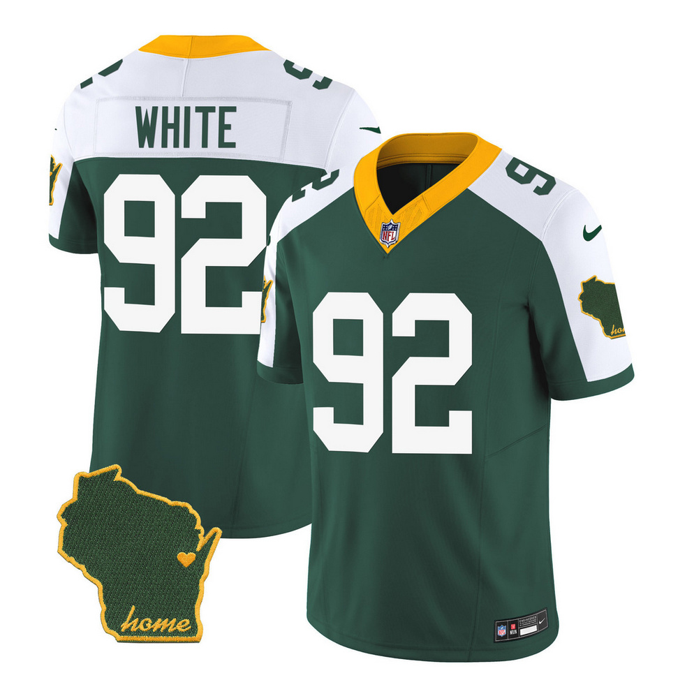 Men's Green Bay Packers #92 Reggie White Green/White 2023 F.U.S.E. Home Patch Vapor Untouchable Limited Stitched Jersey Men's Green Bay Packers #92 Reggie White Green/White 2023 F.U.S.E. Home Patch Vapor Untouchable Limited Stitched Jersey