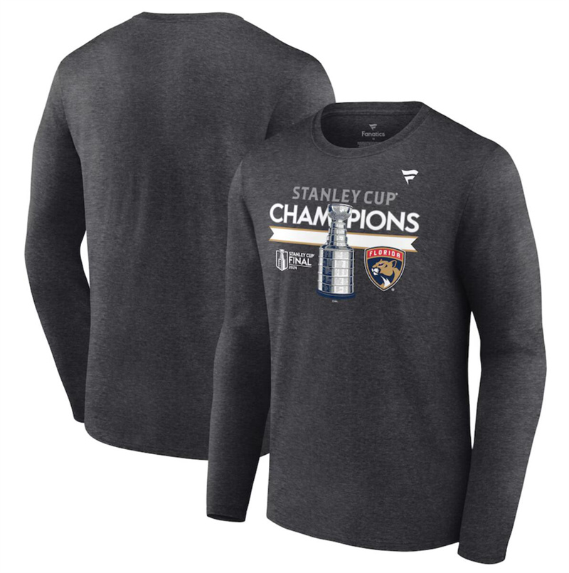 Men's Florida Panthers Heather Charcoal 2024 Stanley Cup Champions Locker Room Long Sleeve T-Shirt Men's Florida Panthers Heather Charcoal 2024 Stanley Cup Champions Locker Room Long Sleeve T-Shirt