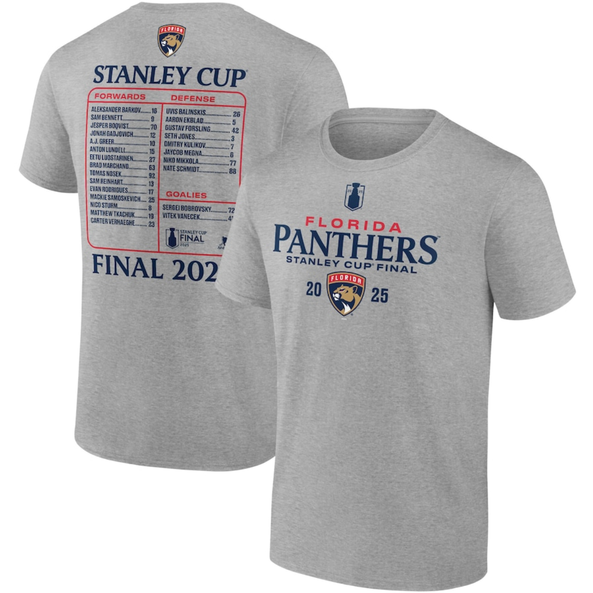 Men's Florida Panthers Heather Gray 2025 Stanley Cup Playoffs Eastern Conference Final Contender T-Shirt