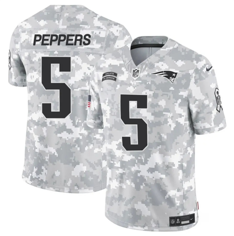 Men's New England Patriots #5 Jabrill Peppers 2024 F.U.S.E Arctic Camo Salute to Service Limited Stitched Jersey Men's New England Patriots #5 Jabrill Peppers 2024 F.U.S.E Arctic Camo Salute to Service Limited Stitched Jersey