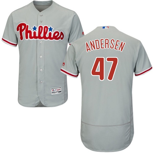 Phillies #47 Larry Andersen Grey Flexbase Authentic Collection Stitched MLB Jersey Phillies #47 Larry Andersen Grey Flexbase Authentic Collection Stitched MLB Jersey