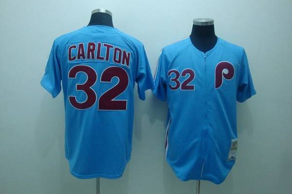 Mitchell and Ness Phillies #32 Steve Carlton Stitched Blue Throwback MLB Jersey Mitchell and Ness Phillies #32 Steve Carlton Stitched Blue Throwback MLB Jersey