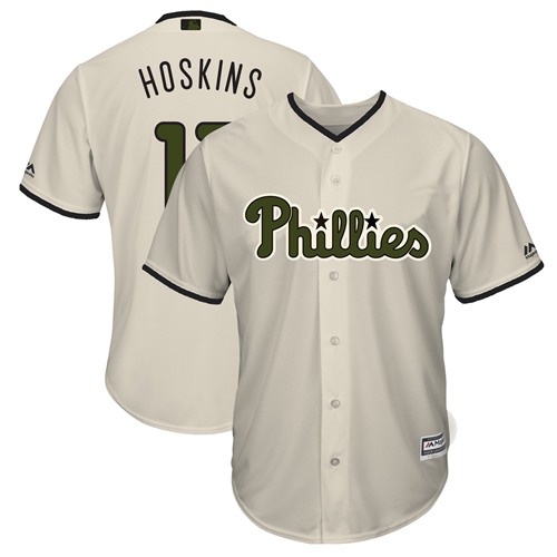 Phillies #17 Rhys Hoskins Cream New Cool Base 2018 Memorial Day Stitched MLB Jersey Phillies #17 Rhys Hoskins Cream New Cool Base 2018 Memorial Day Stitched MLB Jersey