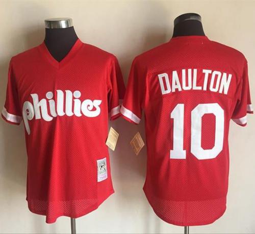 Mitchell and Ness 1991 Phillies #10 Darren Daulton Red Stitched MLB Jersey Mitchell and Ness 1991 Phillies #10 Darren Daulton Red Stitched MLB Jersey