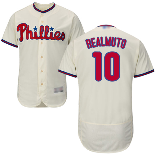 Phillies #10 J. T. Realmuto Cream Flexbase Authentic Collection Stitched MLB Jersey Phillies #10 J. T. Realmuto Cream Flexbase Authentic Collection Stitched MLB Jersey