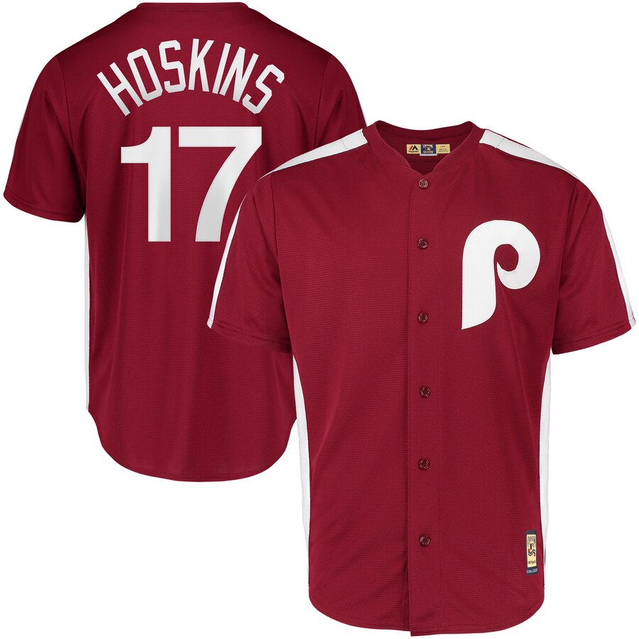 Philadelphia Phillies #17 Rhys Hoskins Majestic 1979 Saturday Night Special Cool Base Cooperstown Player Jersey Maroon Philadelphia Phillies #17 Rhys Hoskins Majestic 1979 Saturday Night Special Cool Base Cooperstown Player Jersey Maroon