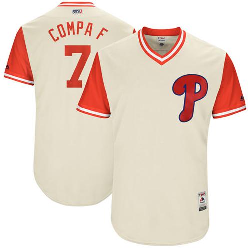 Phillies #7 Maikel Franco Cream "Compa F" Players Weekend Authentic Stitched MLB Jersey Phillies #7 Maikel Franco Cream "Compa F" Players Weekend Authentic Stitched MLB Jersey