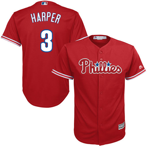 Phillies #3 Bryce Harper Red New Cool Base Stitched MLB Jersey Phillies #3 Bryce Harper Red New Cool Base Stitched MLB Jersey