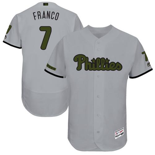 Phillies #7 Maikel Franco Grey Flexbase Authentic Collection Memorial Day Stitched MLB Jersey Phillies #7 Maikel Franco Grey Flexbase Authentic Collection Memorial Day Stitched MLB Jersey