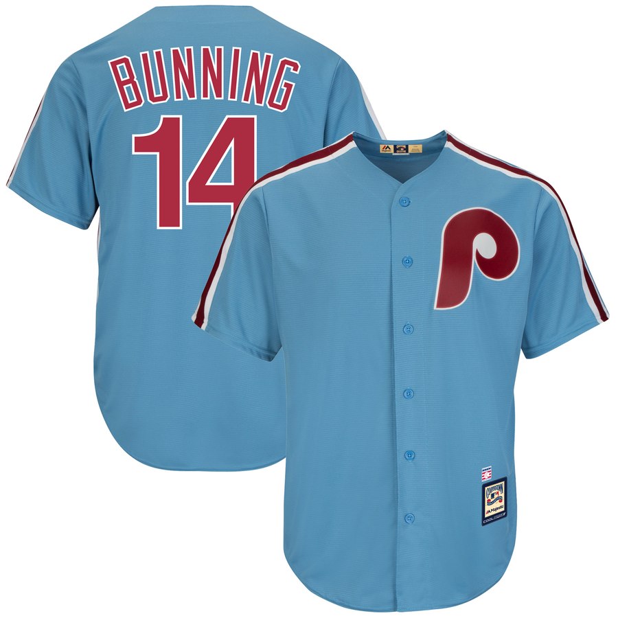 Philadelphia Phillies #14 Jim Bunning Majestic Cooperstown Collection Cool Base Player Jersey Light Blue Philadelphia Phillies #14 Jim Bunning Majestic Cooperstown Collection Cool Base Player Jersey Light Blue